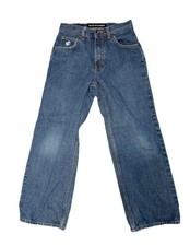 Rocawear Authentic Jeans Kids Size 10 Y2K Wide Leg Baggy Dark Wash Denim Logo