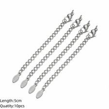 10Pcs Stainless Steel Extension Chains with Lobster Clasp Connector Link Necklac