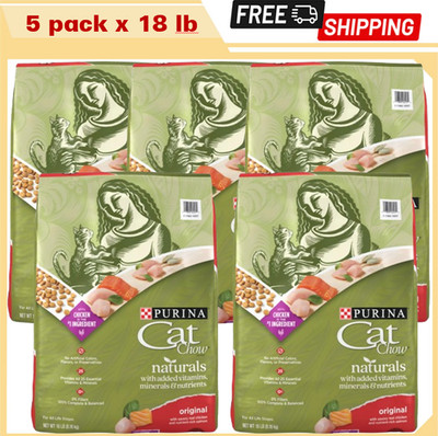 5 Pk Purina Cat Chow Naturals All Life Stages Cat Food Chicken Dry 90lb