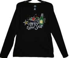 Happy New Year rhinestone glitter bling shirt XS S M L XL XXL 1X 2X 3X 4X 5X