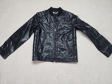 H  M Kids Faux Leather Greaser Jacket Black Si,e 9-10 Year Old