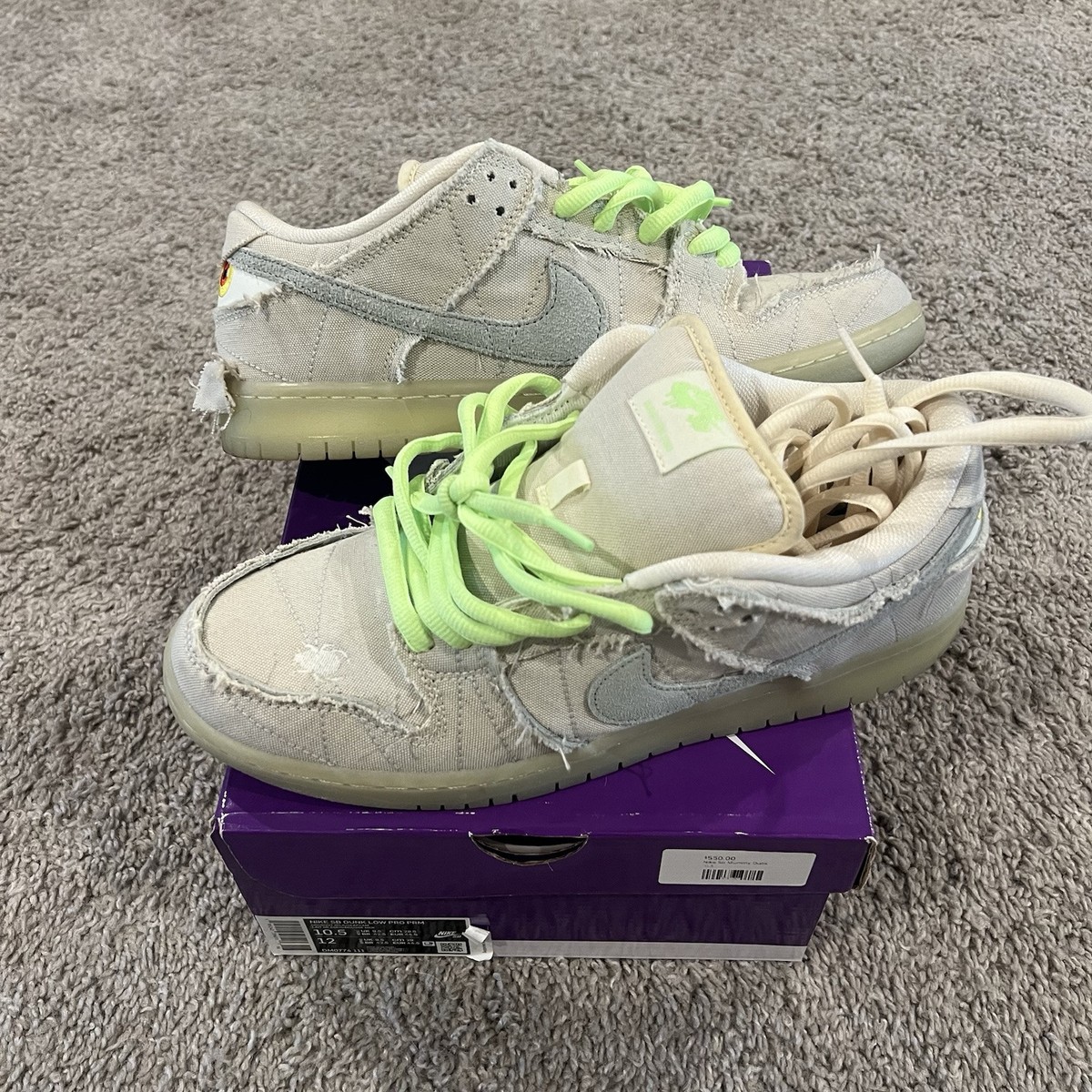 Size 10.5 - Nike SB Dunk Low Mummy DM0774-111 Halloween Glow In 