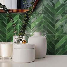 10 Sheet 3D Self-Adhesive Peel and Stick Herringbone Wall Tiles Stickers 29*23cm