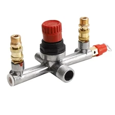 Air Compressor Pressure Valve Switch Control Manifold Gauges Tool Aluminum