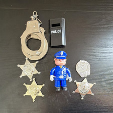 Police Costume Accessory Set Handcuffs Badges Shield Police Figure, Halloween