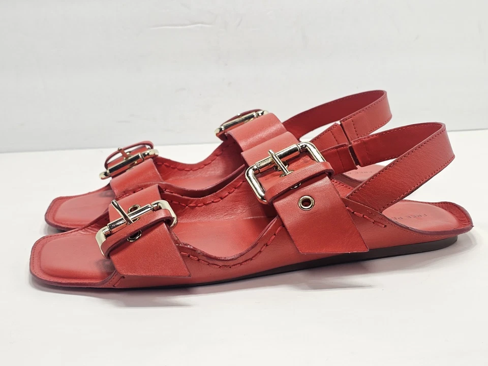 Sandalias Free People Blossom Hebilla Cuero Rojo Mujer Talla 10 Boho Informales Correas Foto 4 de 4