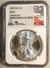 2002 NGC MS70 JOHN MERCANTI SILVER EAGLE DOLLAR BETTER DATE $1 COIN!