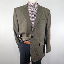 Croft Barrow Men's Sport Coat Blazer Two Button Brown Birdseye Poly Blend 46R