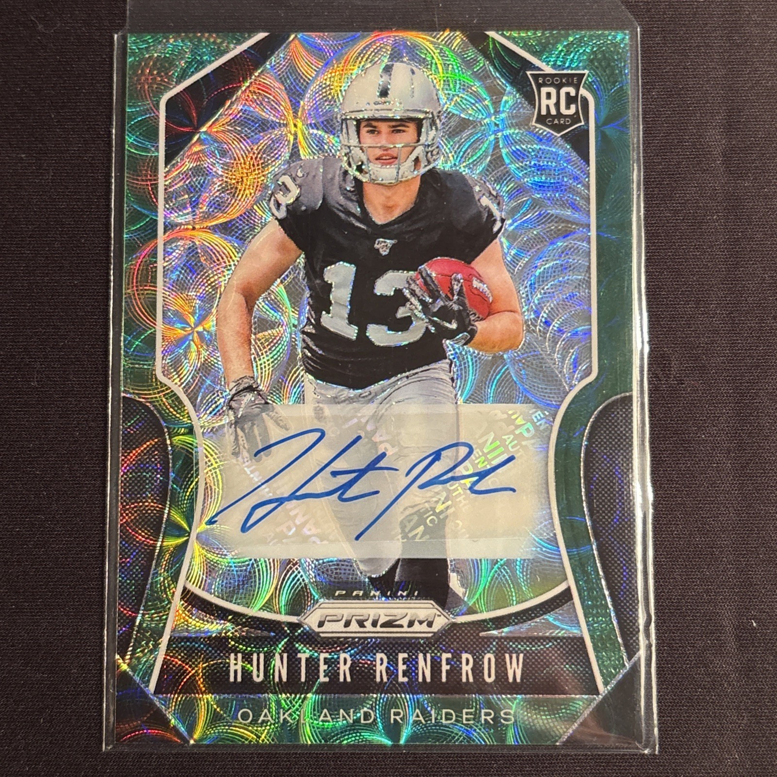 2019 Panini Prizm Rookie Autographs Green Scope /75 #357 Hunter Renfrow RAIDERS