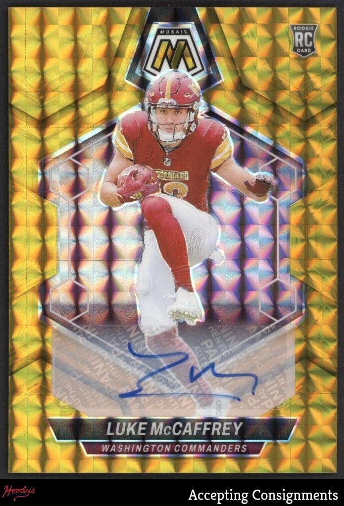 2024 Panini Mosaic Rookie Gold #376 Luke McCaffrey RC AUTO 05/10 Commanders