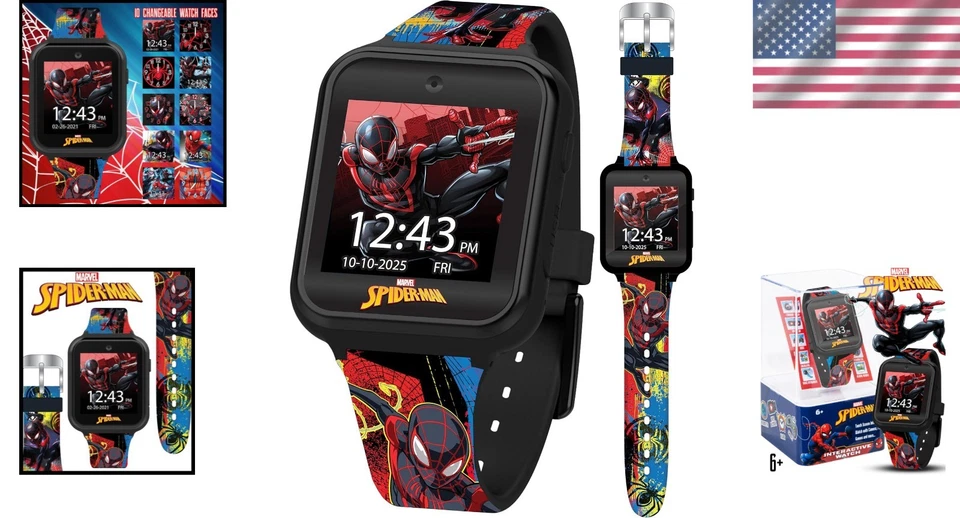 Reloj inteligente Spider-Man para niños con contador de pasos, cámara selfie Foto 2 de 4