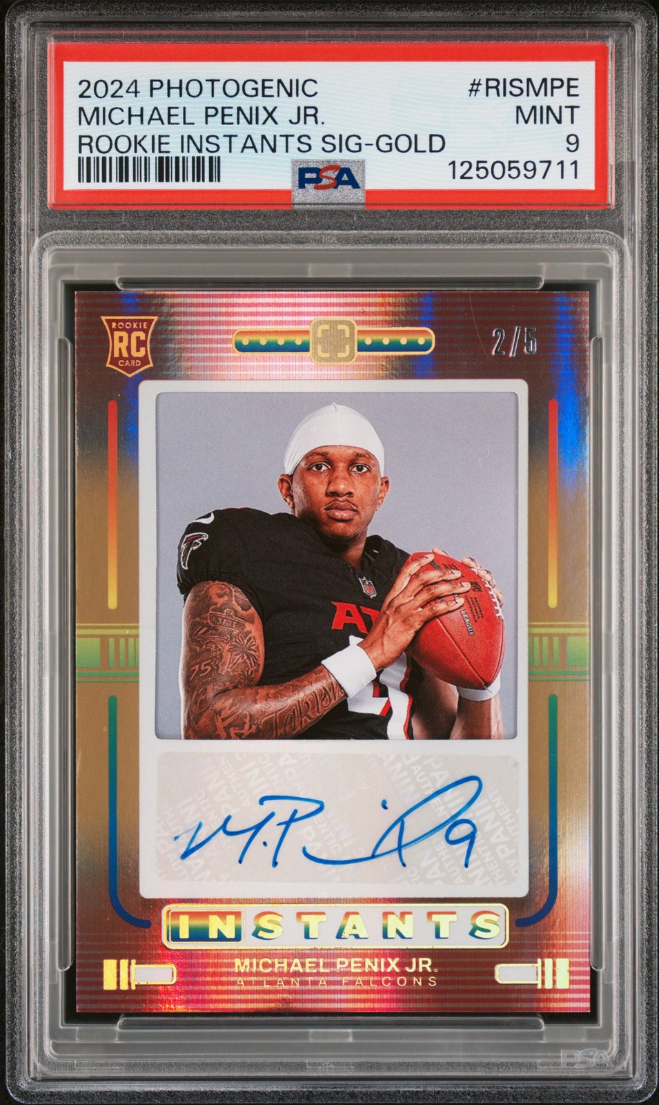 Michael Penix Panini Photogenic Rookie Instants Signatures #RISMPE Gold