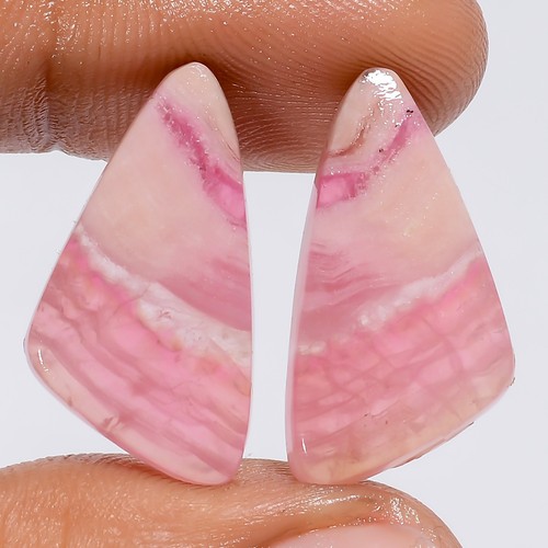 Natural Pink Calcite Fancy Shape Cabochon Gemstone Pair 18 Ct. 22X11X3 mm OB-932