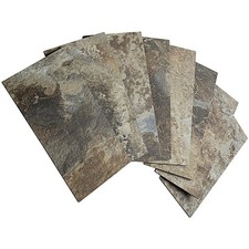 100-Piece Beige Brown Slate Peel and Stick Backsplash Wall Tiles, 3" x 6" P...