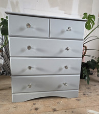 Kingstown Grey 5 Drawer Chest of Drawers Crystal-Style Knobs Painted 80x95cm