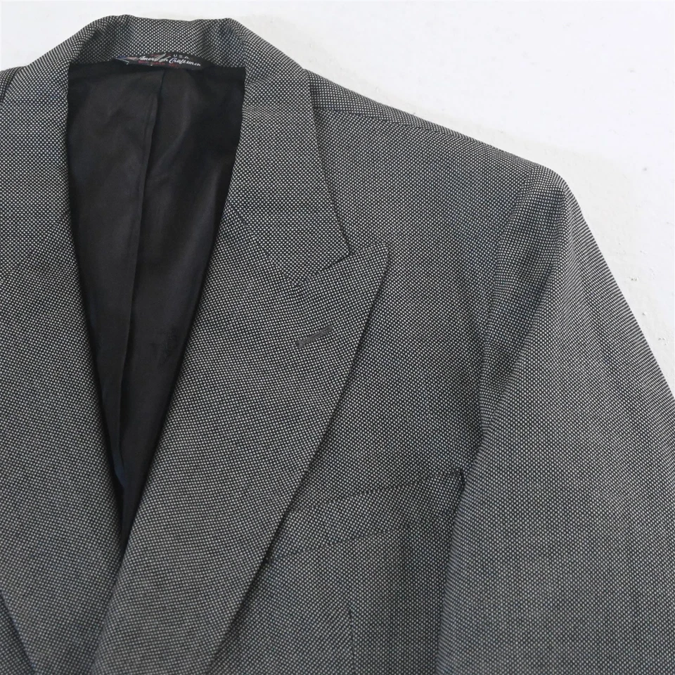 Vtg Stafford 42L Gray Birdseye USA Made Double Breasted Blazer Jacket Sport Coat - Image 2 of 4