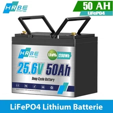 24V 50Ah 1280Wh LiFePO4 Lithium Battery BMS 25,6V for Solar RV Off-grid Trolling