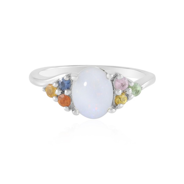 Opal-Saphir Sterling Silber Ring- Echtschmuck-image
