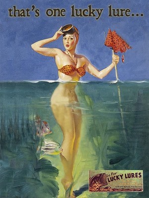 Vintage Lucky Fishing Lure Ad Reproduction Metal Sign FREE SHIPPING