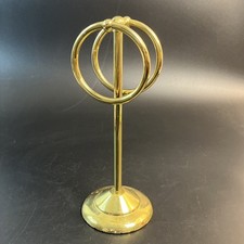 Vtg Free Standing Brass Tone Double Ring Hand Towel Holder Hollywood Regency 11"