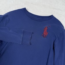 Ralph Lauren Polo Kids Large Blue Long Sleeve Cotton T-Shirt Big Pony