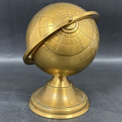 Vintage Copper Brass Globe Cigarette Holder Desk Table Ornament Art Deco