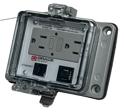 GracePort P-R2-K3RF3 Interface Port GFCI Inside Outlet RJ45 3A Breaker