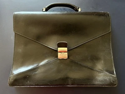 SACOCHE - PORTE DOCUMENTS EN CUIR noir VERITABLE "LANCEL " - Photo 1/4