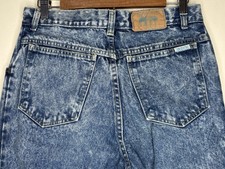 Mens Vintage Sasson Blue Jeans 30x32 Acid Wash High Waisted Tapered Leg Denim