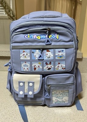 Sanrio Cinnamoroll Blue Medium Polyester Backpack Zip, Graphic Print