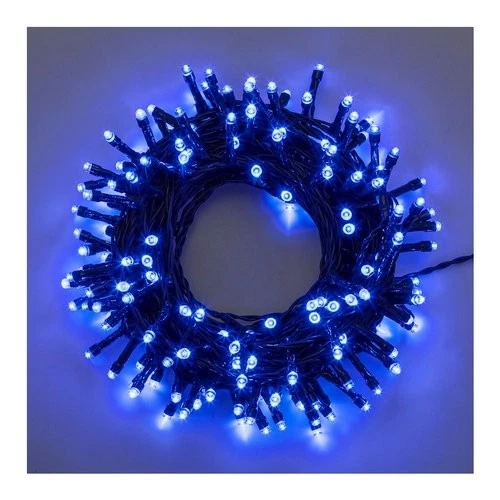 Lotti Filo Verde 240 luci - LED Blu (14,5 + 4 mt) 8 Giochi di luce CHRISTMAS