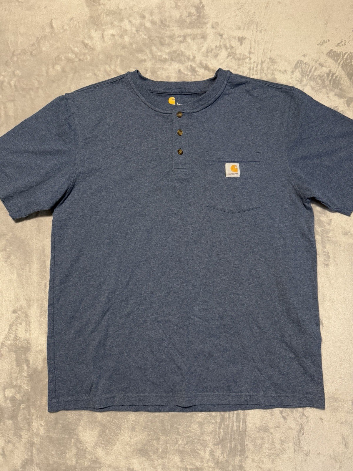 Carhartt Men's L Original Fit Workwear Henley T-Shirt with Chest Pocket in Heather Blue