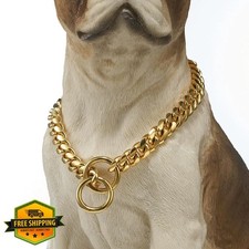18K Gold Dog Chain Collar 10MM, 16" Cuban Link