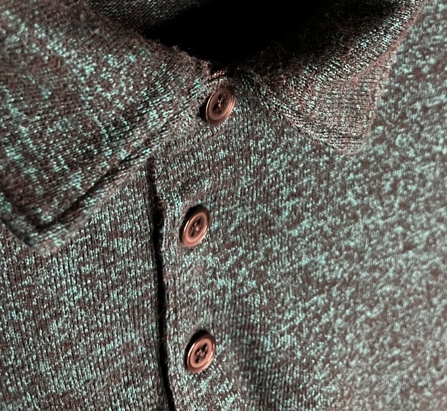 Marc Anthony Hombre M Camisa Verde Cuello Polo Manga Larga Botones Algodón Foto 4 de 4