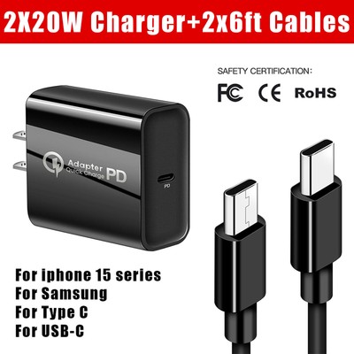 2 Pack USB C Fast Charger & 6FT Cable For Samsung Galaxy S25 S24 S23 S22 Ultra+