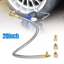 20" Tire Inflator Extension Tube Tire Pump Inflation Chuck Adapter Hose w/Presta