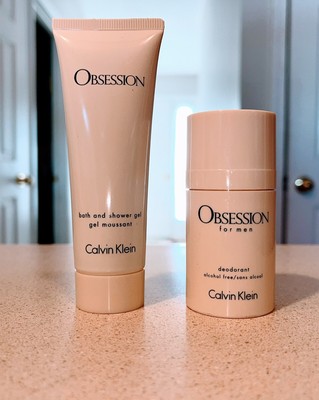 Obsession Men 2pc Set Travel Mini Deodorant Shower Gel New