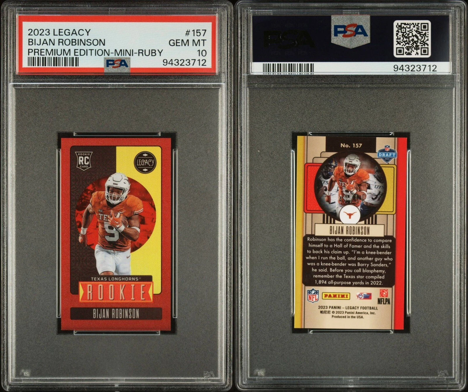 Bijan Robinson Panini Legacy #157 Premium Edition-Mini-Ruby