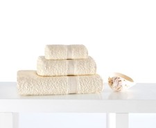 1x Ivory | Sport Gym Towels Yoga  Sweat 100% Terry Turkish Cotton & 30x50 BORDUR