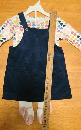 Carter's Baby 12M neu mit Etikett blau Cord Latzkleid mit Herz Long-Sl Shirt Strumpfhose - Bild 8 von 15