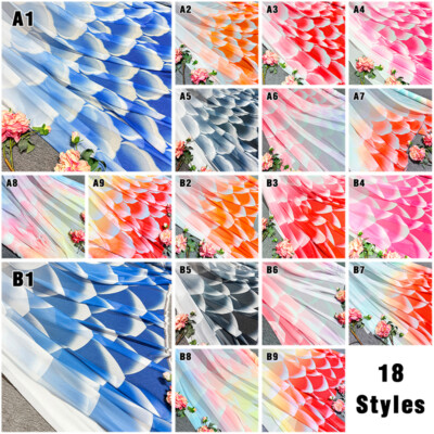 Gradient Dragon Scale Pattern Print Fabric for DIY Dress Ancient Style Hanfu