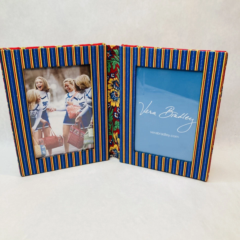 Libro con marco de fotos Vera Bradley Villa rojo contiene 2 fotos de 4x6" acolchado floral Foto 2 de 4