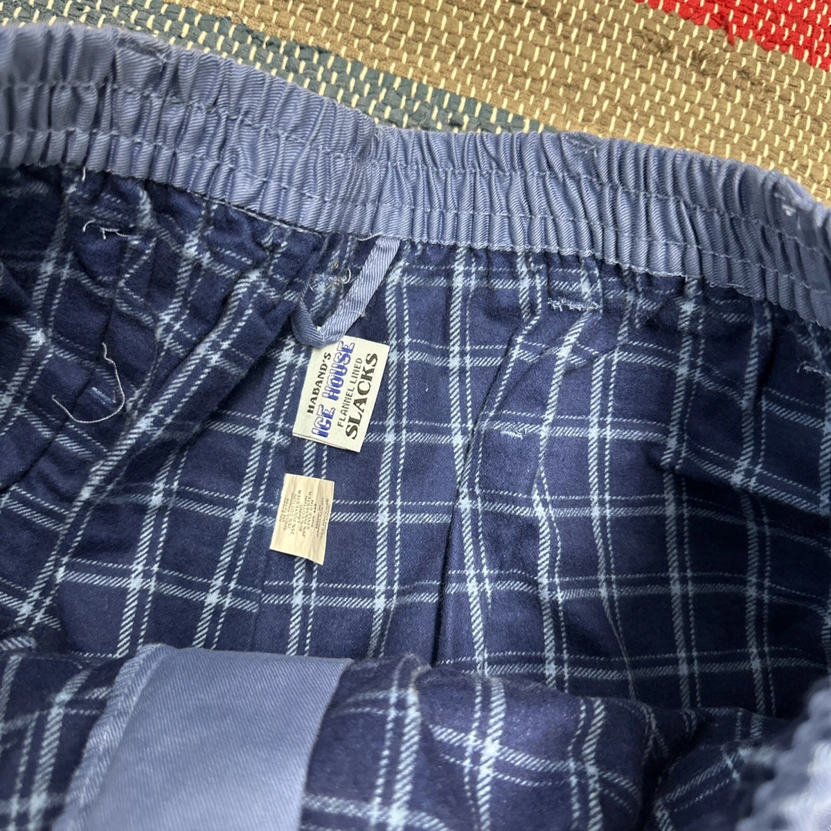 Habands Mens Ice House Flannel Lined Pants 44 S Flat Front Elastic