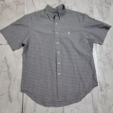 Vintage Ralph Lauren Classic Fit Gingham Gray Button-Up Dress Shirt Men's XL