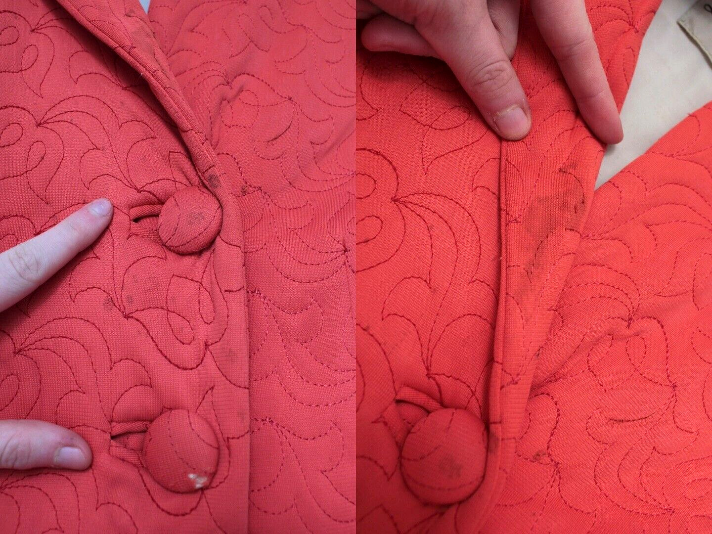 Vtg Women's 40s Coral Orange Housecoat Robe 1940s… - image 4