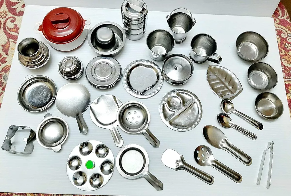 Miniature Stainless Steel Kitchen Toys Set Pack of 30 eBay