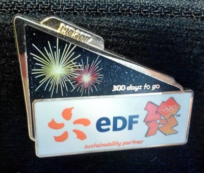 2012 LONDON OLYMPIC SUSTAINABILITY PARTNER EDF 300 DAYS TO GO PIN