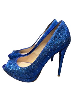 Gorgeous DUNE Sz Royal Blue Glitter Peep Toe Party Shoes High Heel 