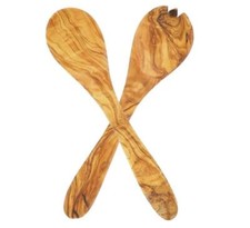 Kleines Salatbesteck, Servierbesteck, 2 teilig, aus Olivenholz, 21 cm