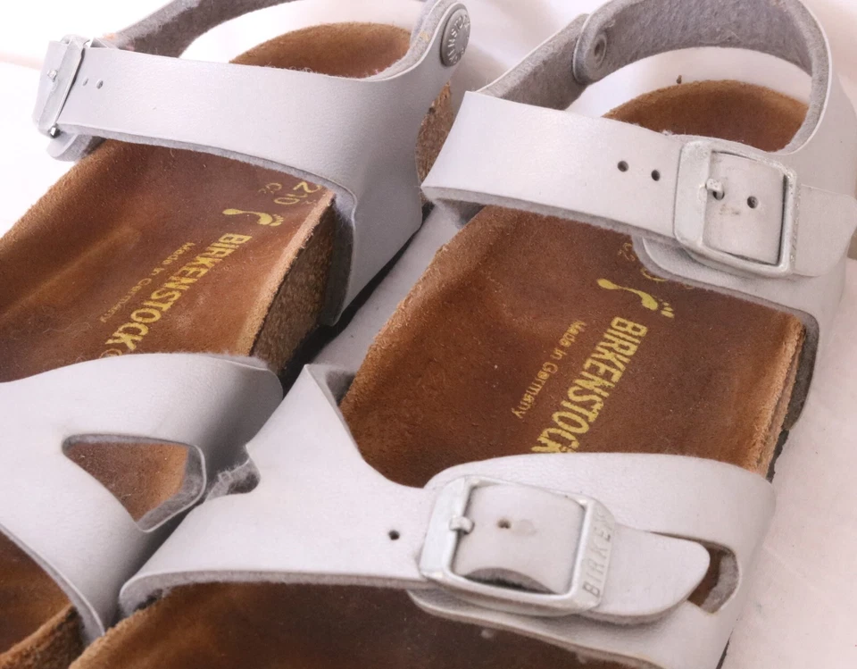 Birkenstock Zapatos Sandalia Hebilla con Tirantes Cuero Plateado/Tostado EU 33 Niños EE. UU. 2 Foto 4 de 4